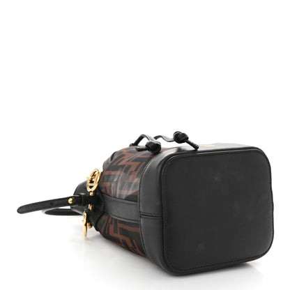 Fendi Mesh Vitello Grace F is Fendi FF 1974 Mini Mon Tresor Bucket Bag Marrone Black Ebano 4 of 10
