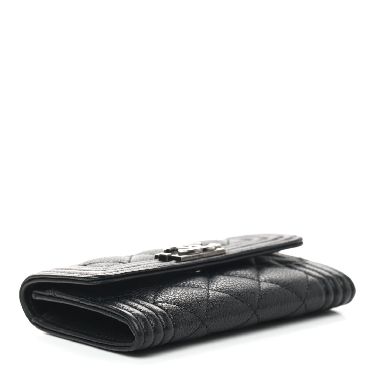 Caviar Quilted Boy Flap Card Holder Black