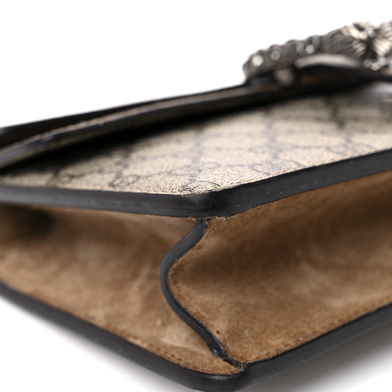 Gucci GG Supreme Monogram Suede Crystal Small Dionysus Shoulder Bag Beige Ebony Taupe 8 of 15
