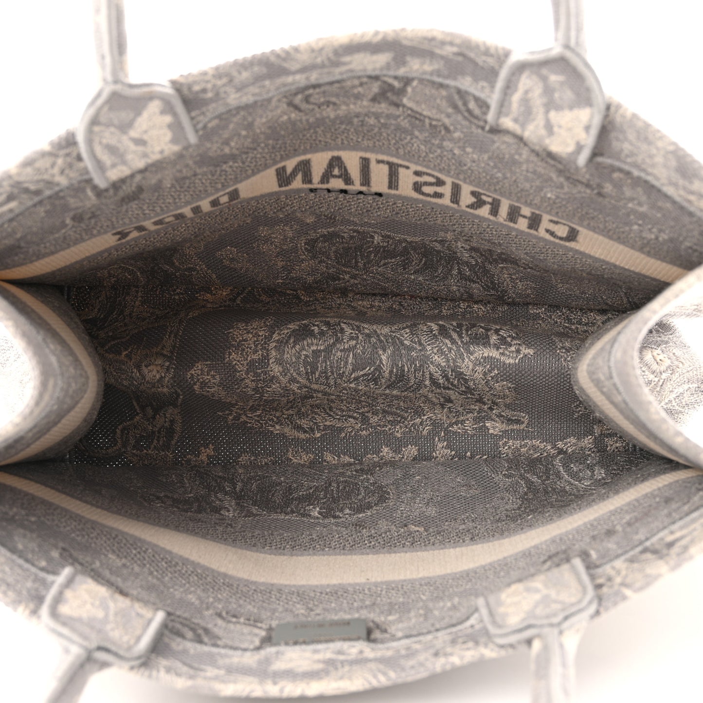 Canvas Embroidered Medium Dioriviera Toile De Jouy Reverse Book Tote Gray