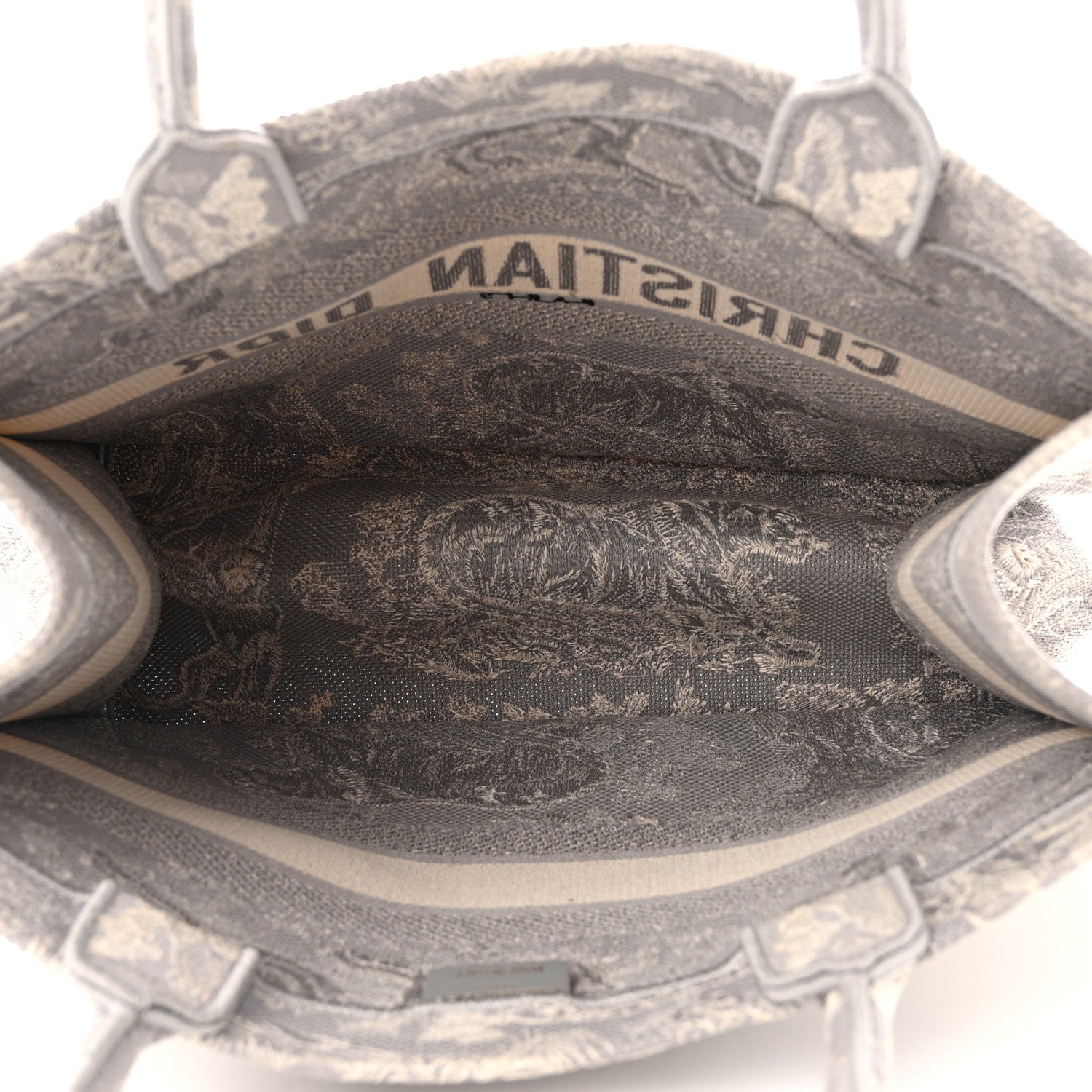 Christian Dior Canvas Embroidered Medium Dioriviera Toile De Jouy Reverse Book Tote Gray 4 of 11