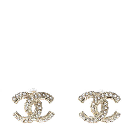 Chanel Pearl Queen of France CC Earrings Gold 1 of 5