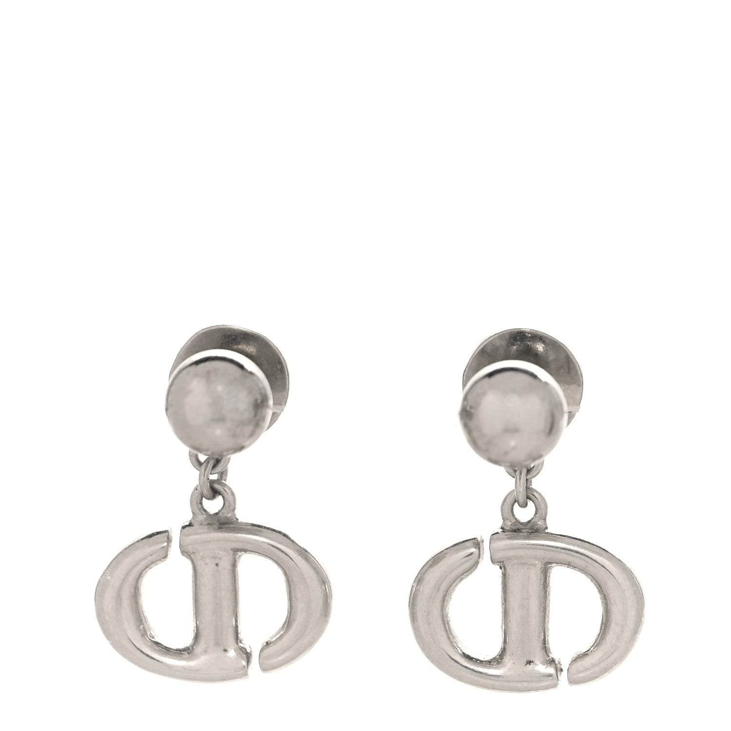 Christian Dior Metal Petit CD Drop Earrings Silver 1 of 4