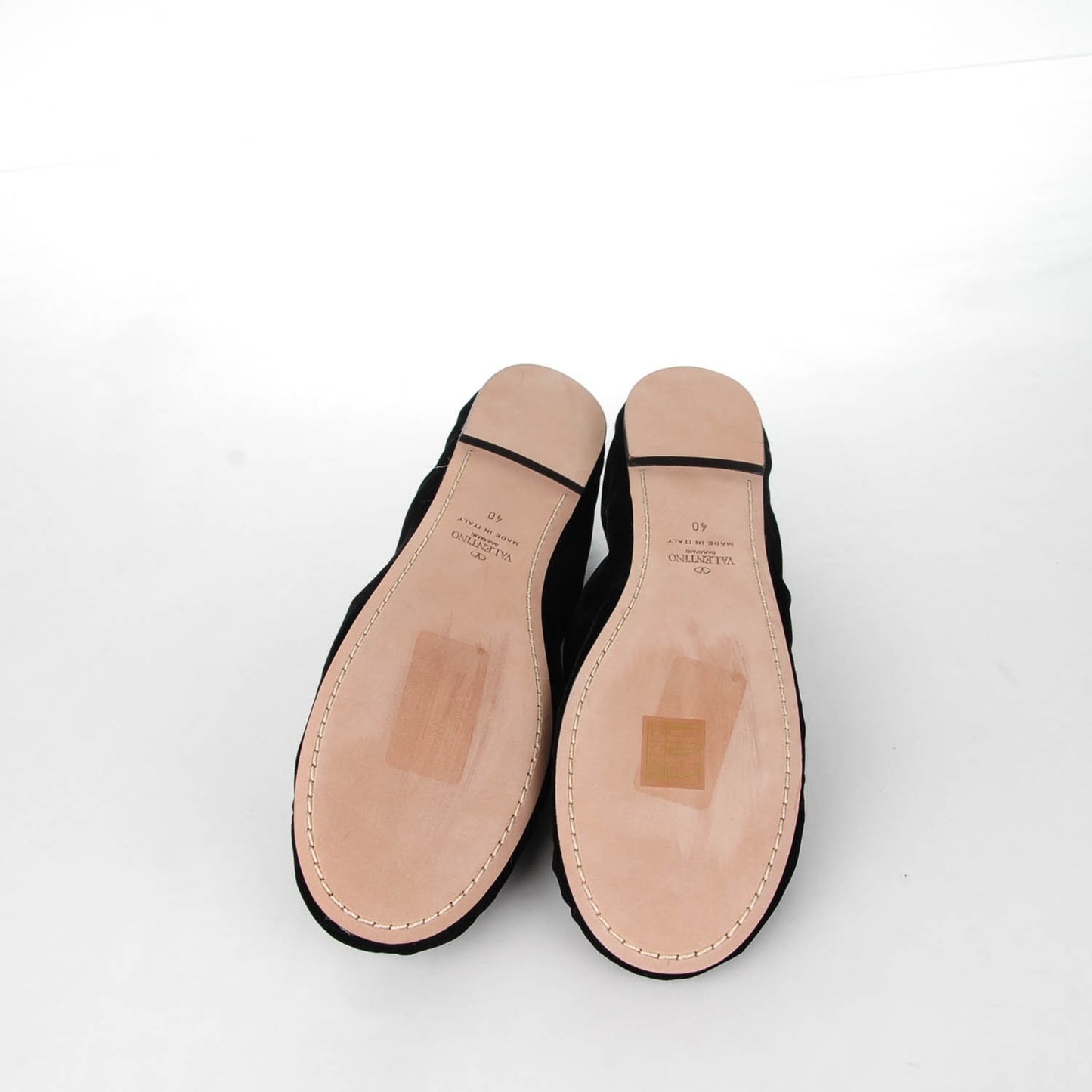 Velvet Rockstud Cross Strap Ballerina Flats 40 Black