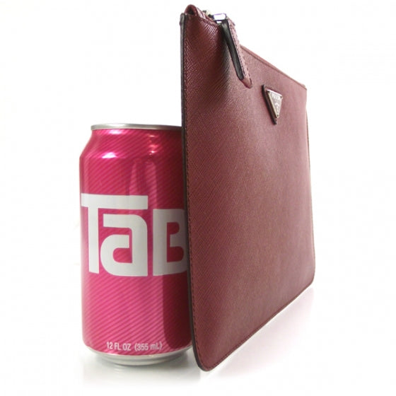 Saffiano Flat Cosmetic Pouch Rubino