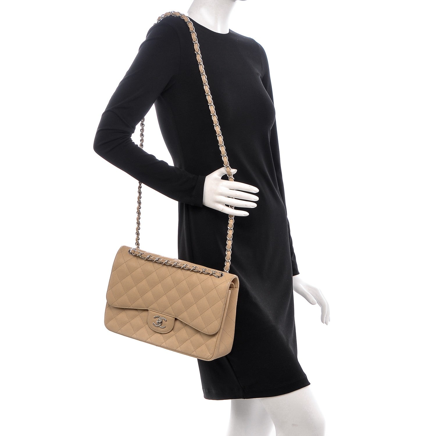 Chanel Caviar Quilted Jumbo Double Flap Beige Clair 2 of 8