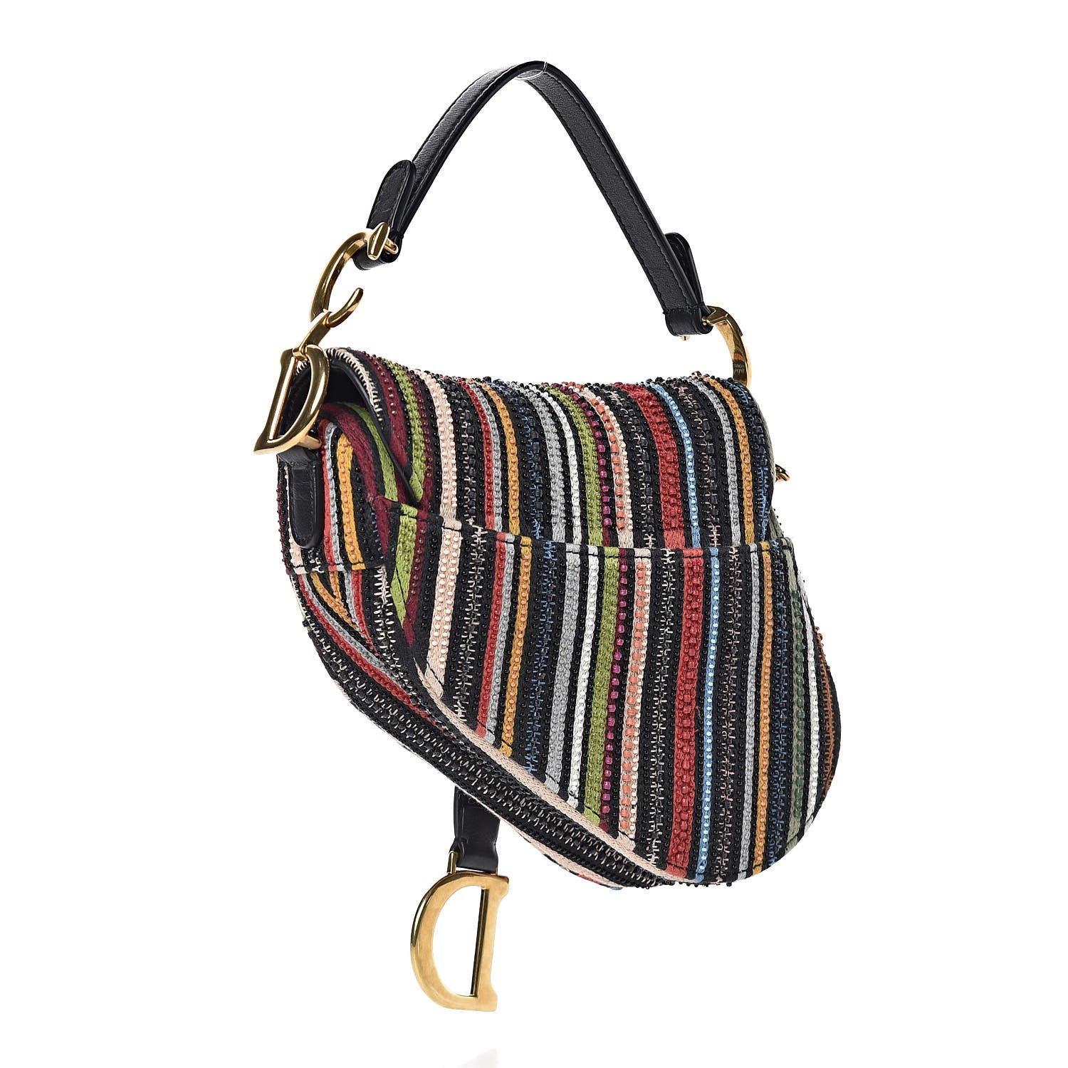 Christian Dior Canvas Embroidered Mini Saddle Bag Multicolor 3 of 13