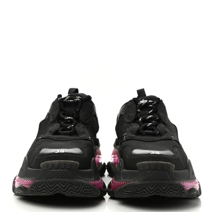 Balenciaga Fabric Mesh Clear Sole Womens Triple S Sneakers 38 Black Pink Neon 2 of 11