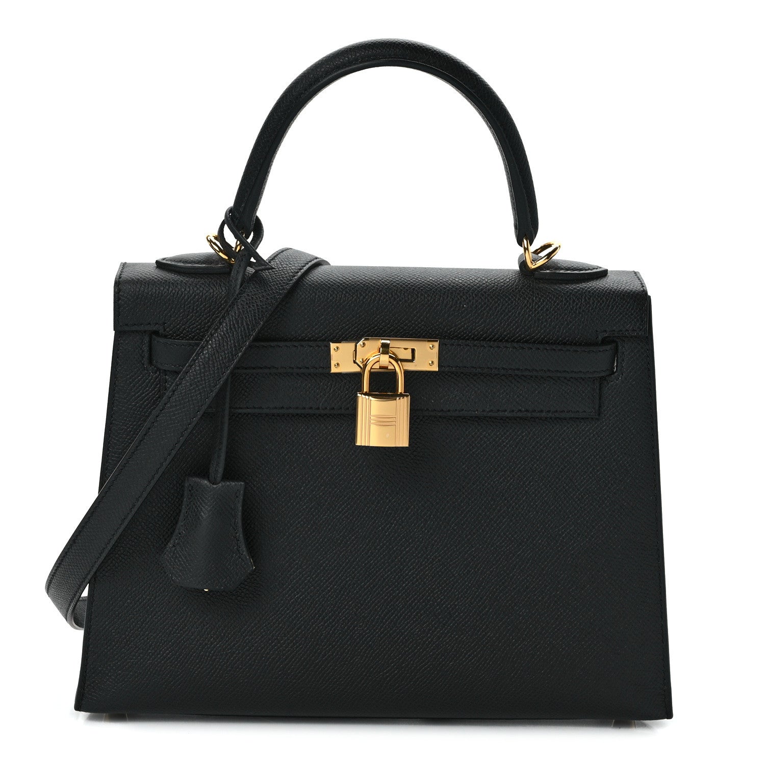 Hermes Epsom Horseshoe Kelly Sellier 25 Black Lime 1 of 11