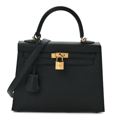 Hermes Epsom Horseshoe Kelly Sellier 25 Black Lime 1 of 11
