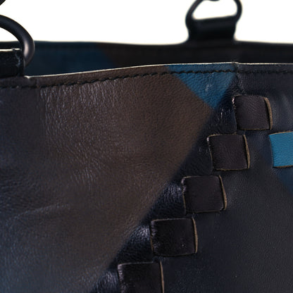 Bottega Veneta Calfskin Intrecciato Diamond Tote Black Blue 15 of 15