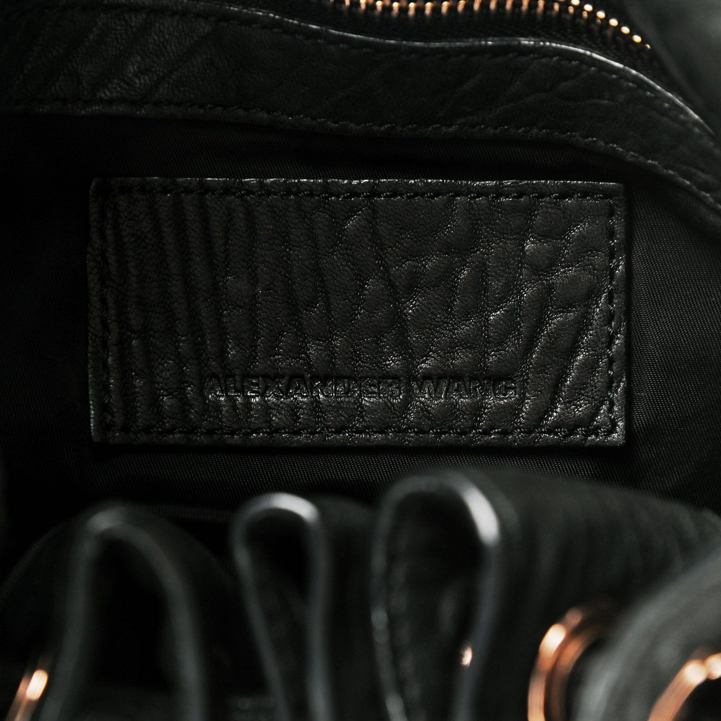 Pebbled Lambskin Diego Bucket Black Rose Gold Hardware