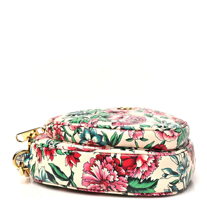 Gucci Calfskin Matelasse Diagonal Brit Roses Print Mini Interlocking G Heart Shoulder Bag  White Multicolor 4 of 9
