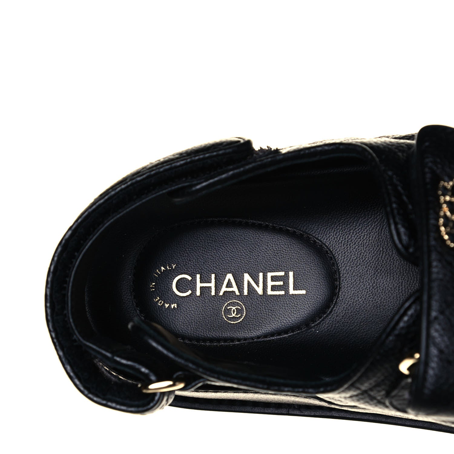 Chanel Grained Calfskin Velcro Dad Sandals 36 Black 7 of 8
