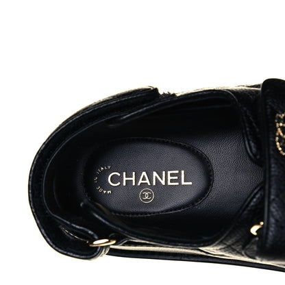 Chanel Grained Calfskin Velcro Dad Sandals 36 Black 7 of 8