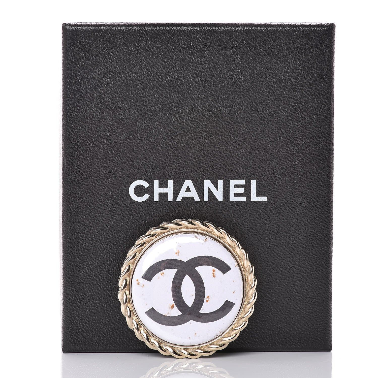 Chanel Enamel CC Brooch White Gold 5 of 5