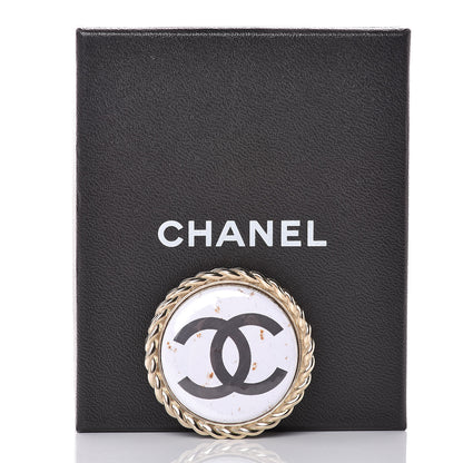 Chanel Enamel CC Brooch White Gold 5 of 5