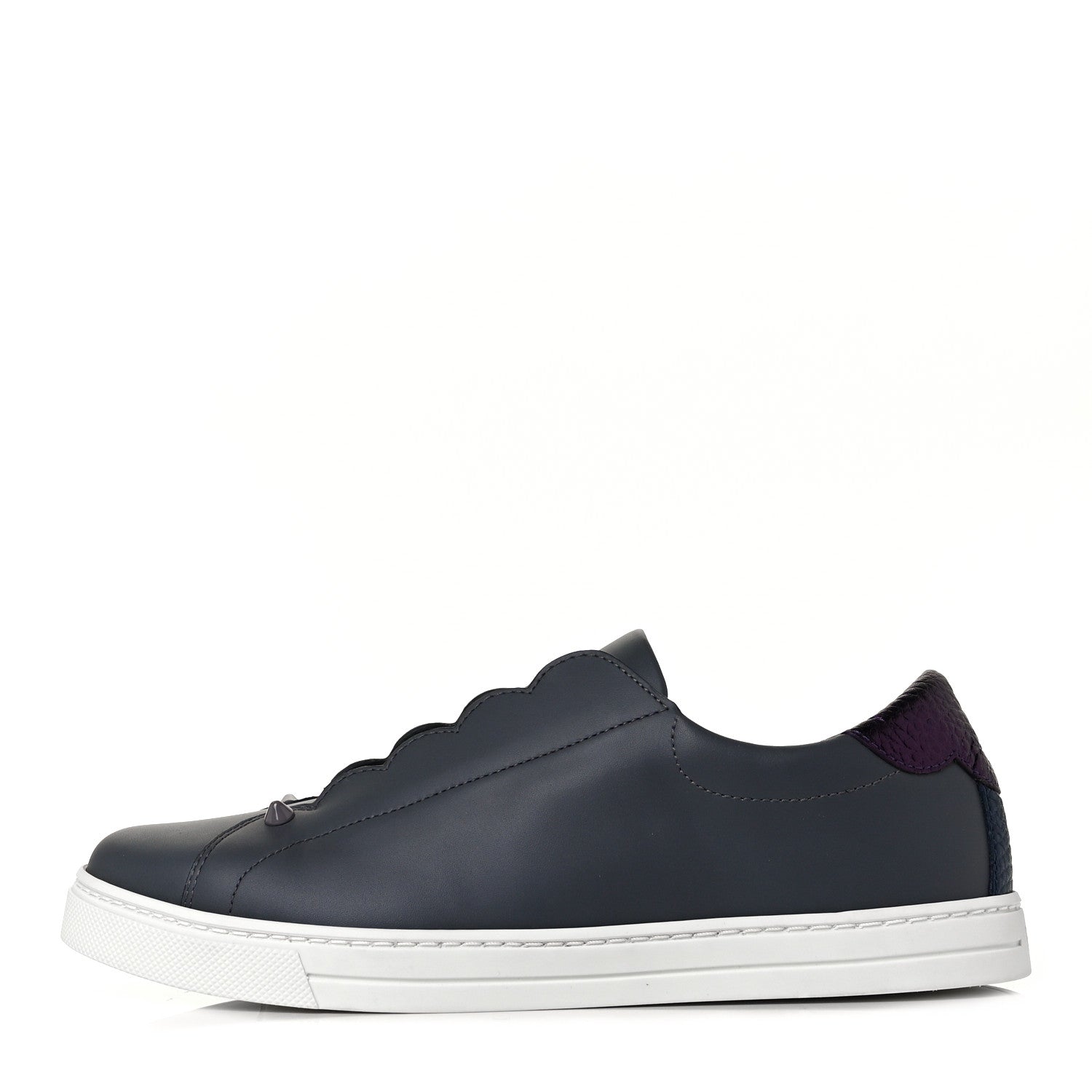 Fendi Vitello Lurex Rockoclick Slip On Sneakers 37 Alga Amarone Blueberry Multicolor 1 of 10