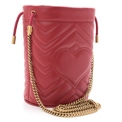 Gucci Calfskin Matelasse Mini GG Marmont 2.0 Bucket Bag Hibiscus Red 3 of 10