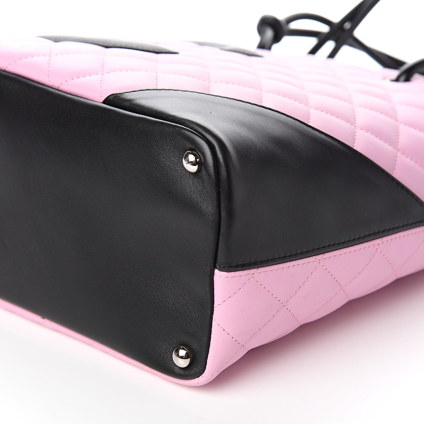 Calfskin Quilted Medium Cambon Tote Pink Black