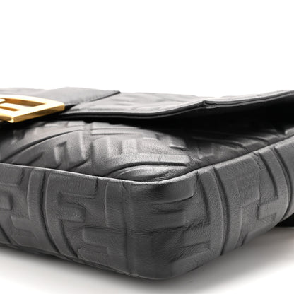 Fendi Nappa FF 1974 Embossed Large Baguette Black 8 of 9