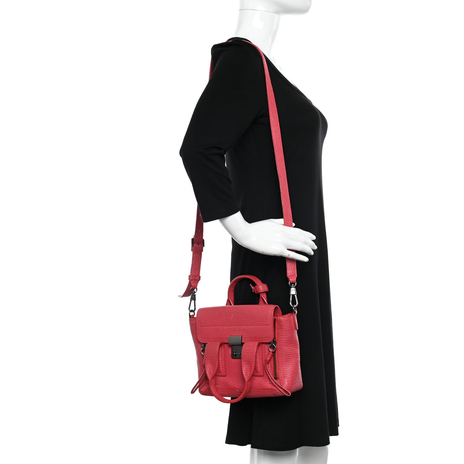 3.1 Phillip Lim Textured Calfskin Mini Pashli Satchel Raspberry 2 of 12