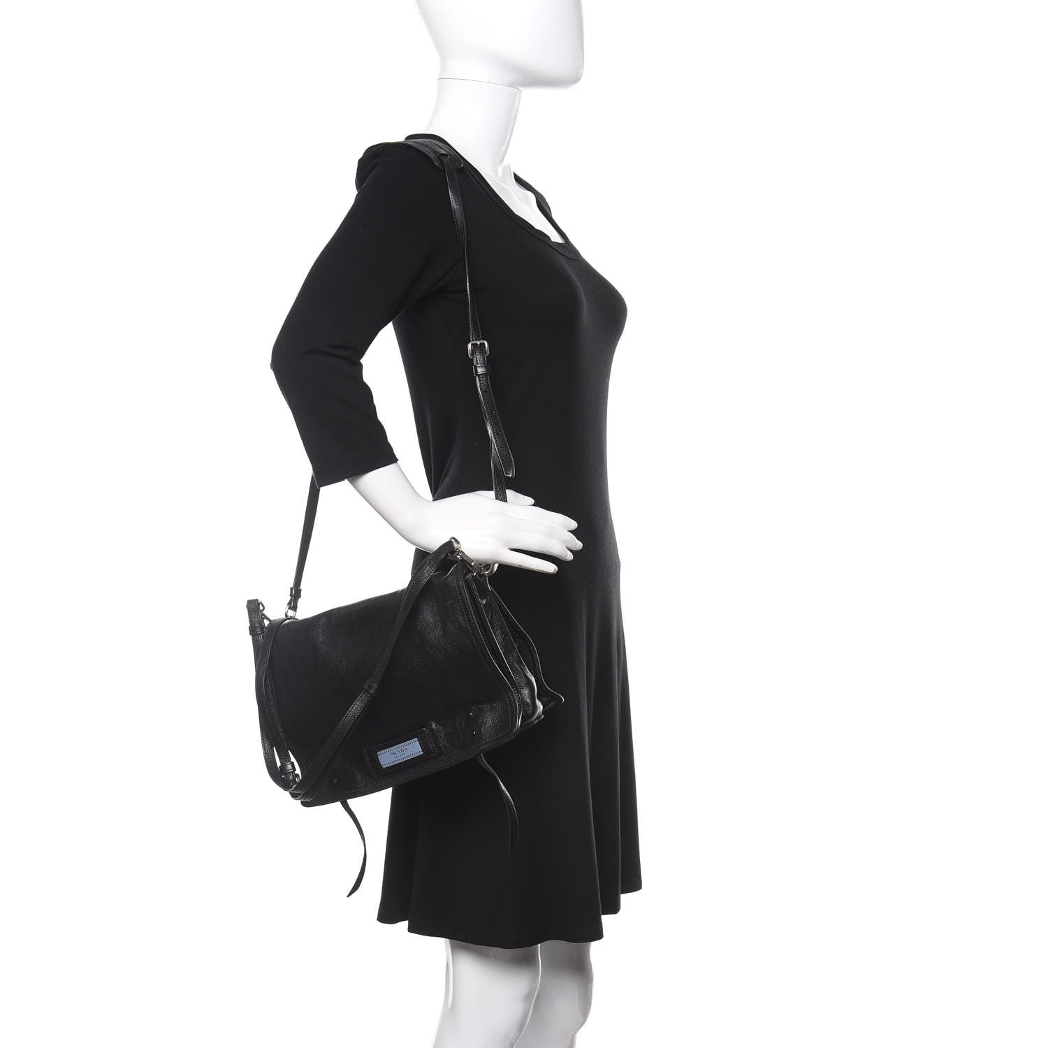 Prada Glace Calf Etiquette Flap Black Astrale 3 of 16