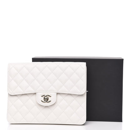 Chanel Caviar Quilted Square Flap Clutch White 9 of 9