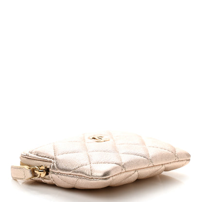 Chanel Metallic Lambskin Quilted Zip Card Holder Wallet Gold 4 of 8
