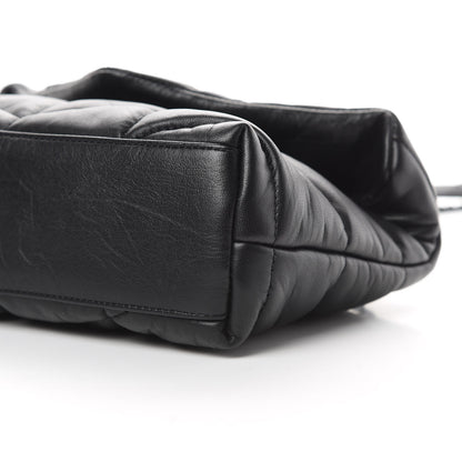 Saint Laurent Lambskin Quilted Toy Loulou Puffer Monogram Chain Satchel Black 10 of 10