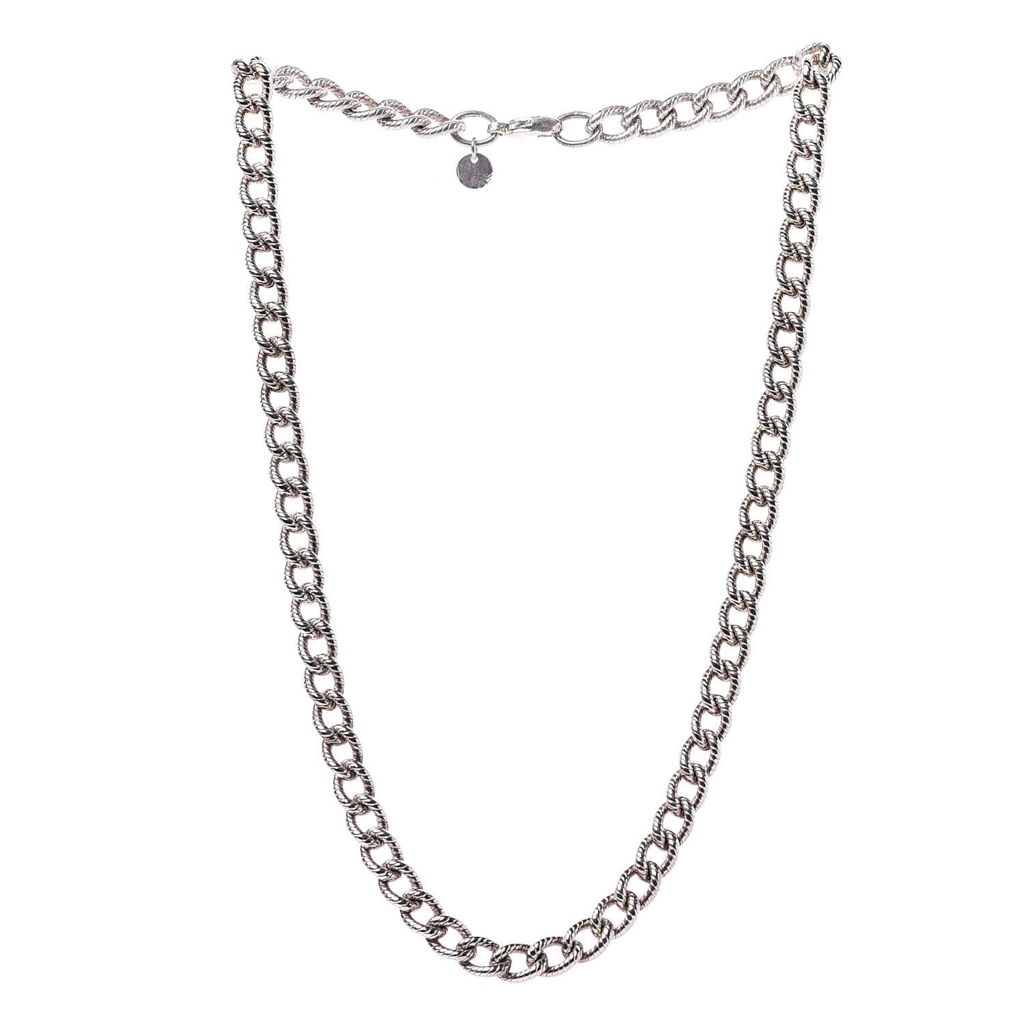 Sterling Silver Textured Rope Link Chain Necklace