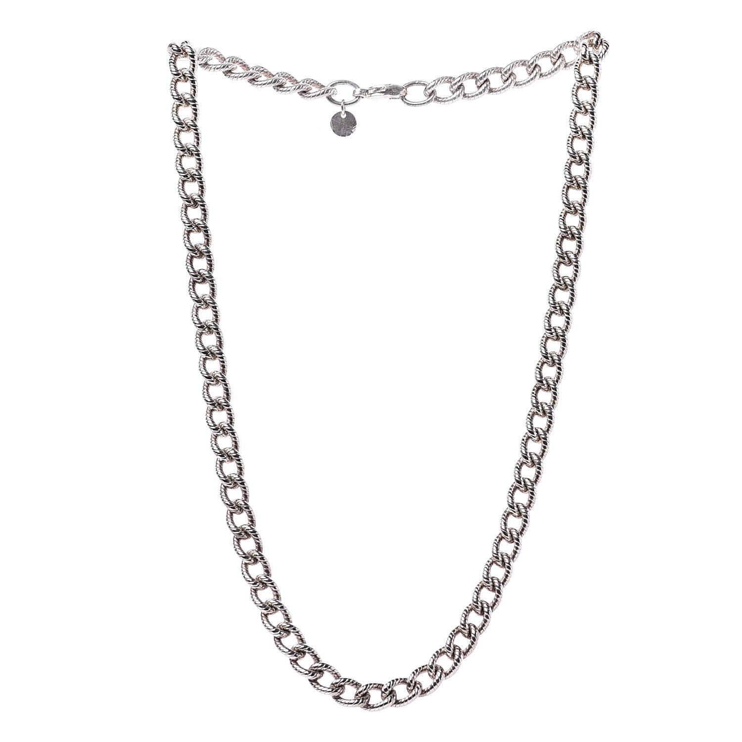 Tiffany Sterling Silver Textured Rope Link Chain Necklace 3 of 5