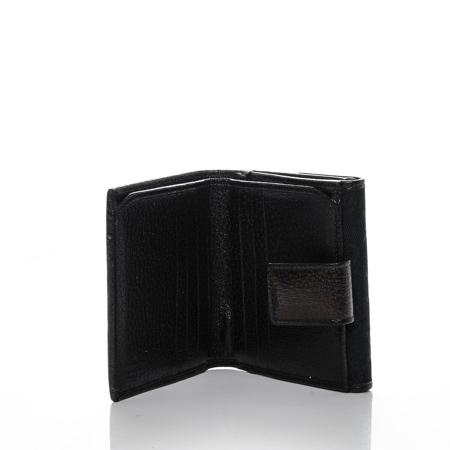 Gucci Monogram Textured Calfskin Metal Bar French Flap Wallet Black 5 of 6