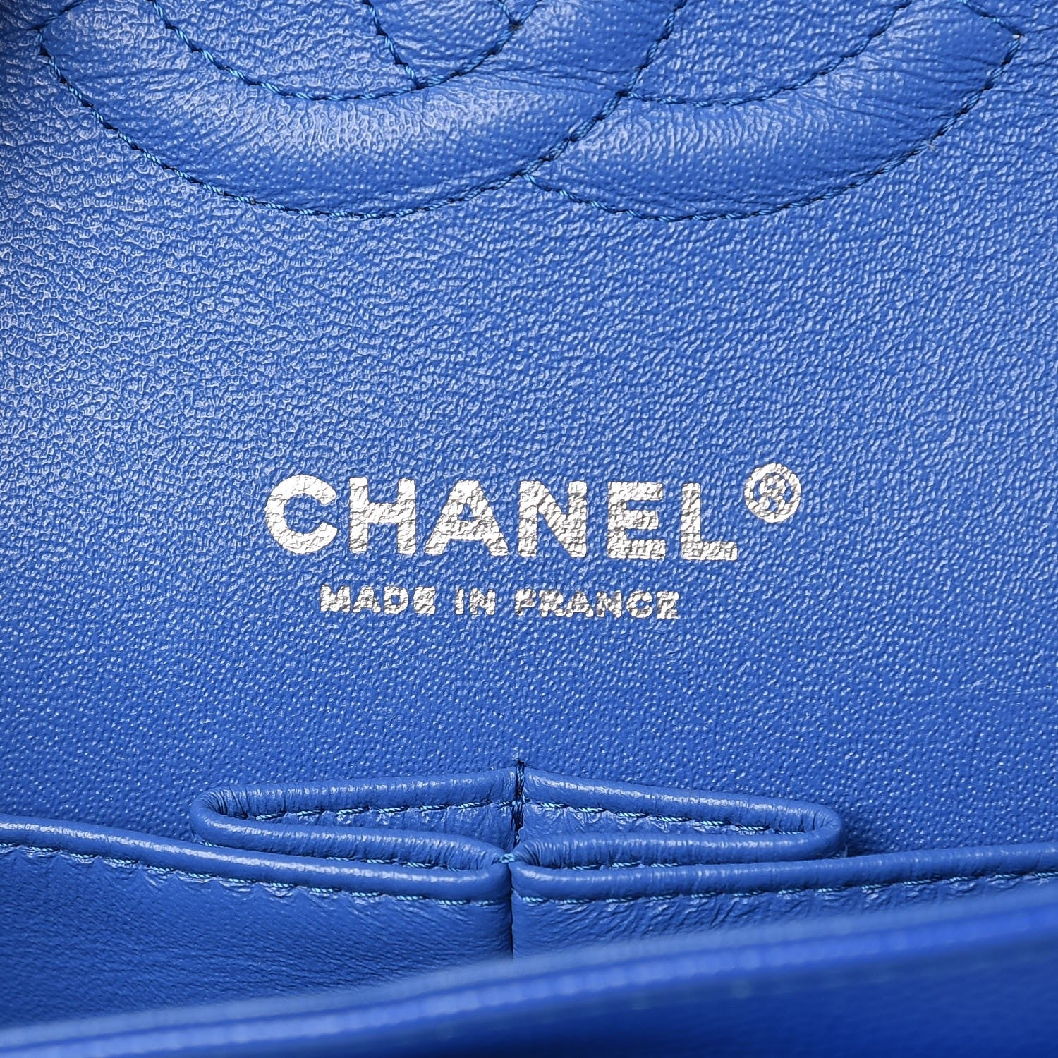 Chanel Caviar Chevron Quilted Medium Double Flap Bright Blue 7 of 9