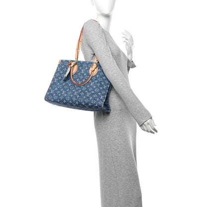 Louis Vuitton Monogram Denim Onthego MM Blue 2 of 9