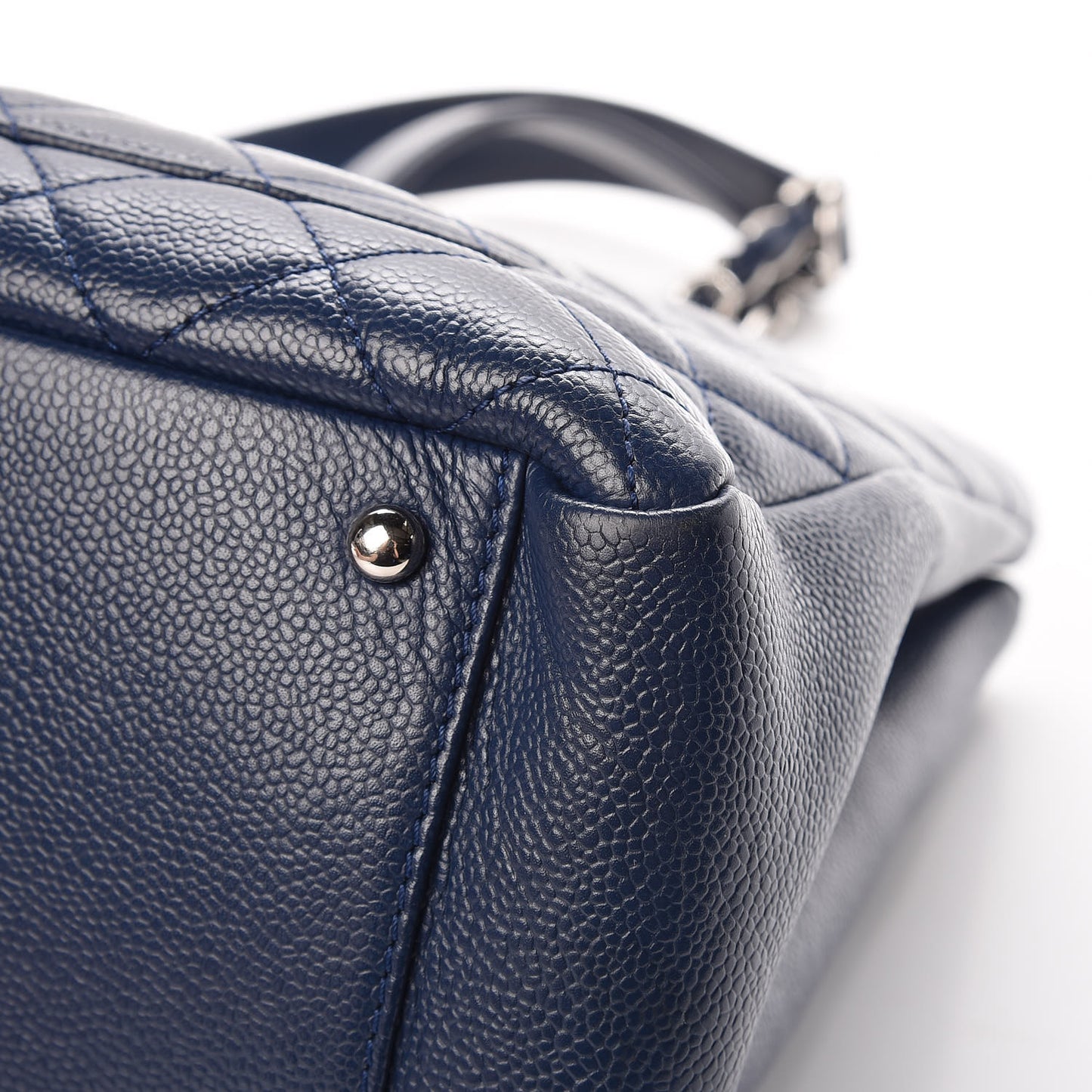 Caviar Quilted XL Grand Shopping Tote GST Navy Blue