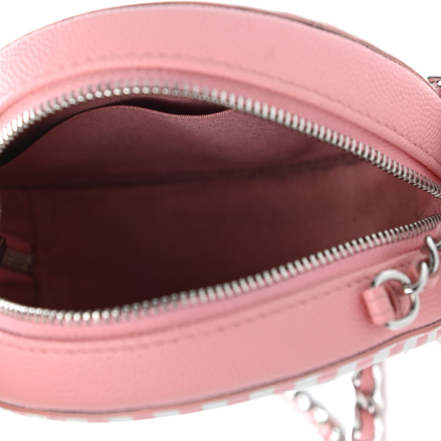Chanel Caviar Quilted Filigree Round Clutch With Chain Pink White 4 of 4