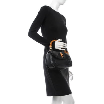 Gucci Calfskin Medium New Bamboo Top Handle Bag Black 3 of 9