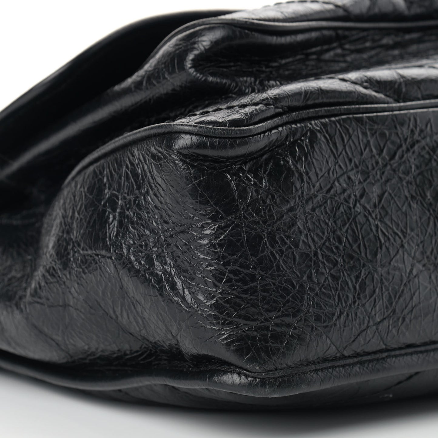 Crinkled Calfskin Matelasse Monogram Large Niki Chain Satchel Black