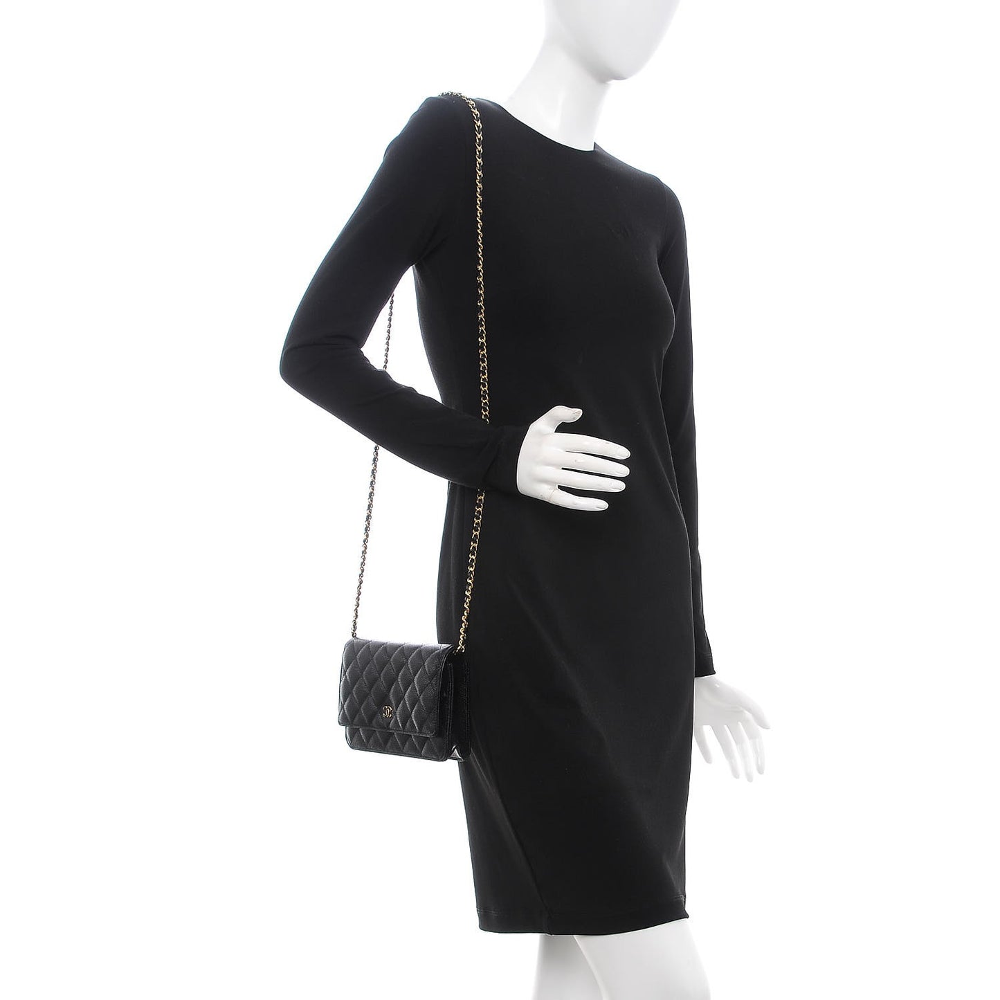 Caviar Quilted Wallet On Chain WOC Black
