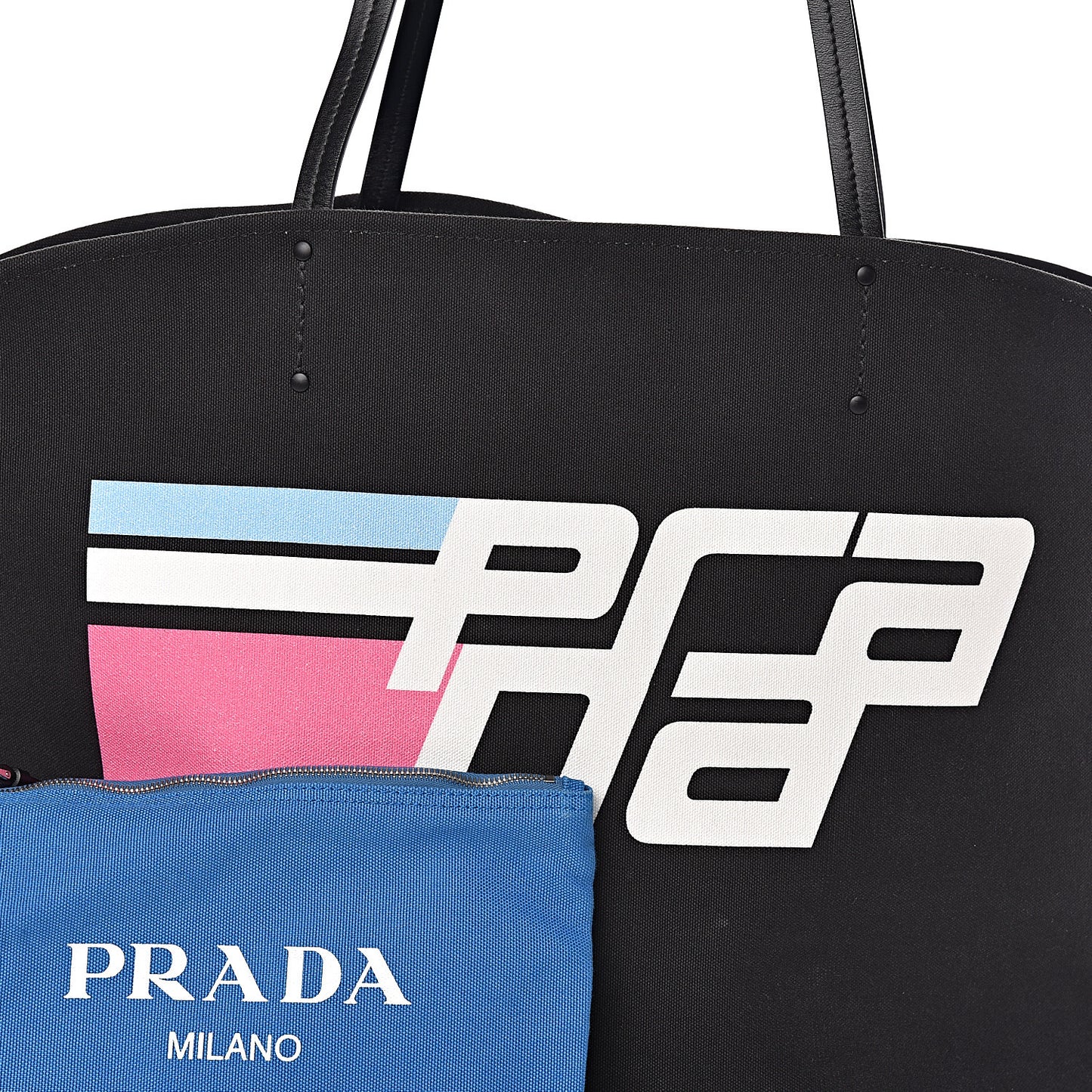 Canapa Racing Logo Shopping Tote Black Azzurro