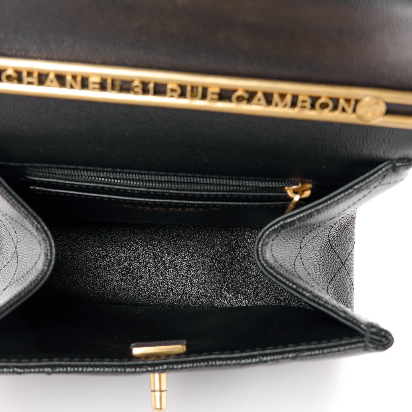 Caviar Quilted 31 Rue Cambon Mini Top Handle Flap Black