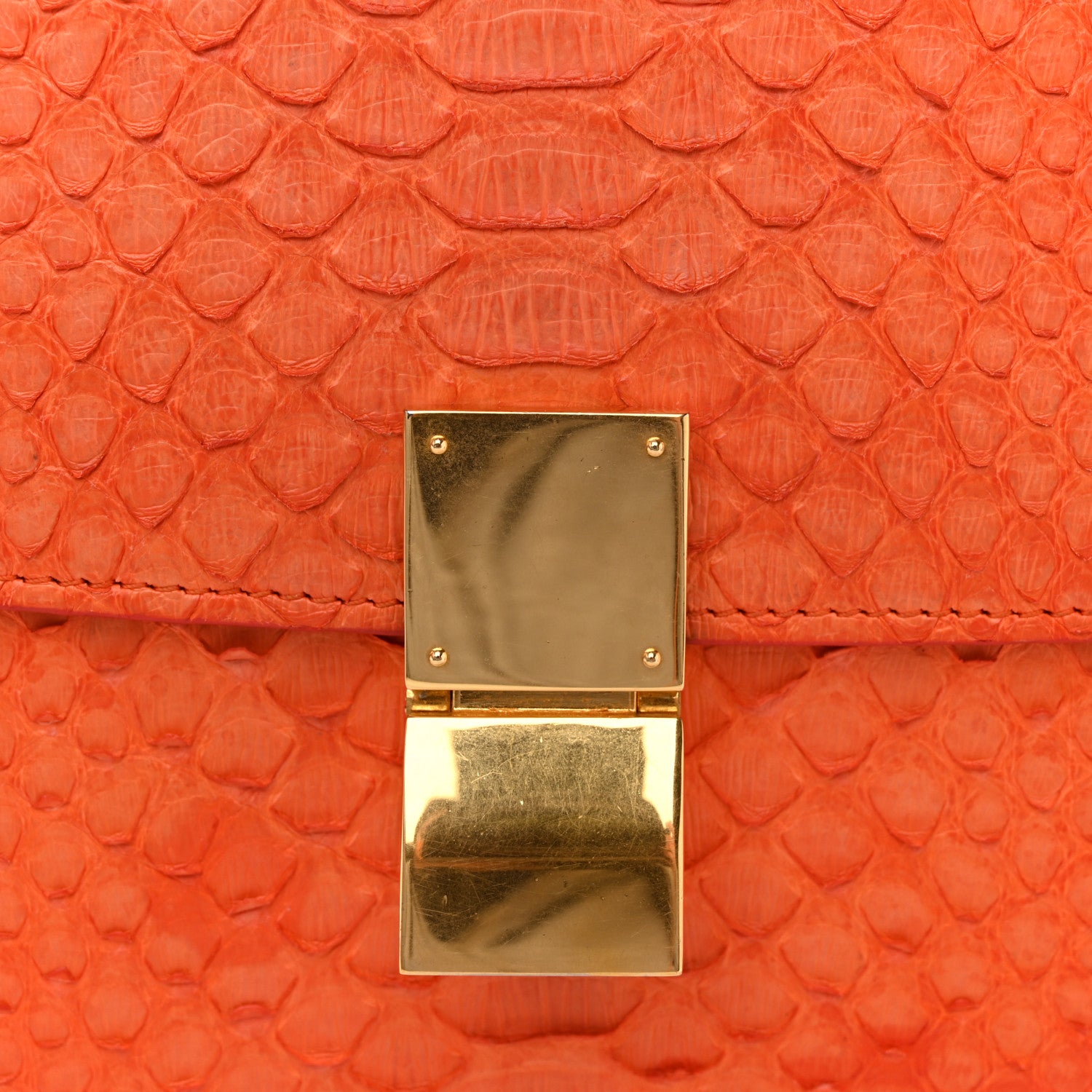 Celine Snakeskin Medium Classic Box Flap Orange 14 of 17