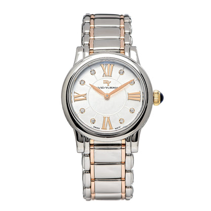 David Yurman Stainless Steel 18K Yellow Gold Diamond Mother of Pearl 30mm Classic Quartz Watch 1 of 6