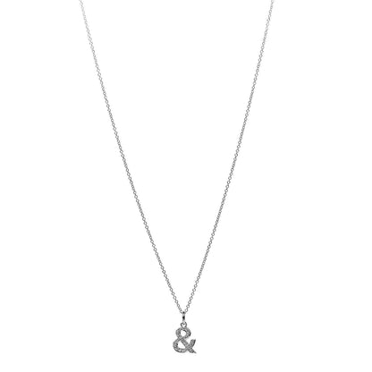 Tiffany 18K White Gold Diamond Medium Ampersand Pendant Necklace 1 of 8