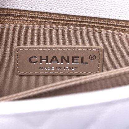 Chanel Iridescent Caviar Chevron Quilted Mini Coco Handle Flap White 15 of 27