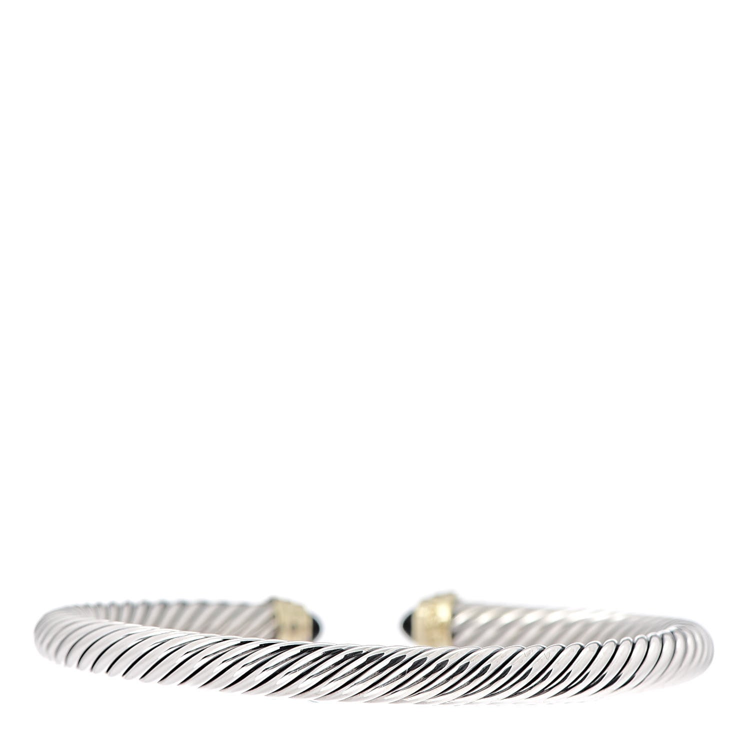 David Yurman Sterling Silver 14K Yellow Gold Black Onyx 5mm Cable Classics Petite Color Bracelet 3 of 5
