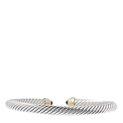 David Yurman Sterling Silver 14K Yellow Gold Black Onyx 5mm Cable Classics Petite Color Bracelet 3 of 5
