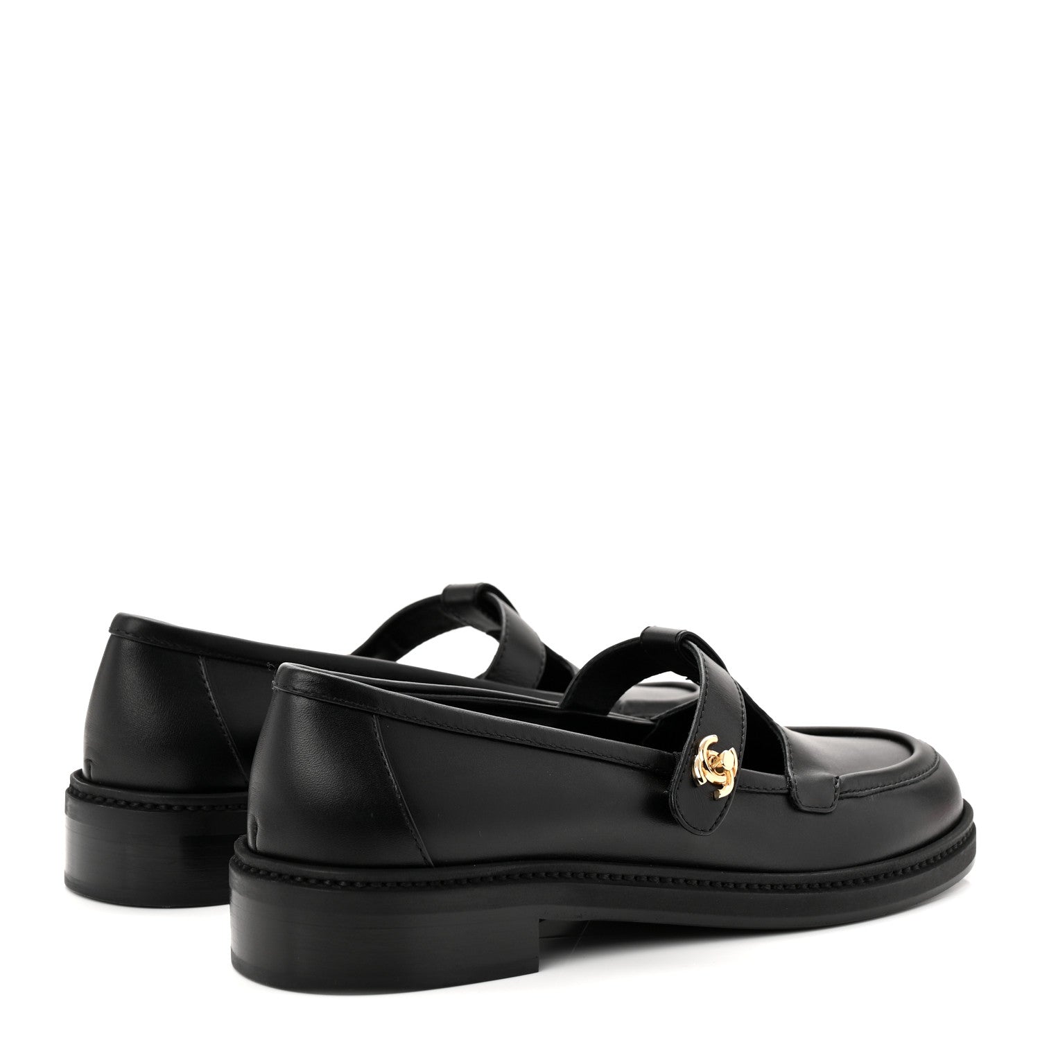 Chanel Calfskin CC Turnlock Moccasin Loafers 37.5 Black 5 of 10
