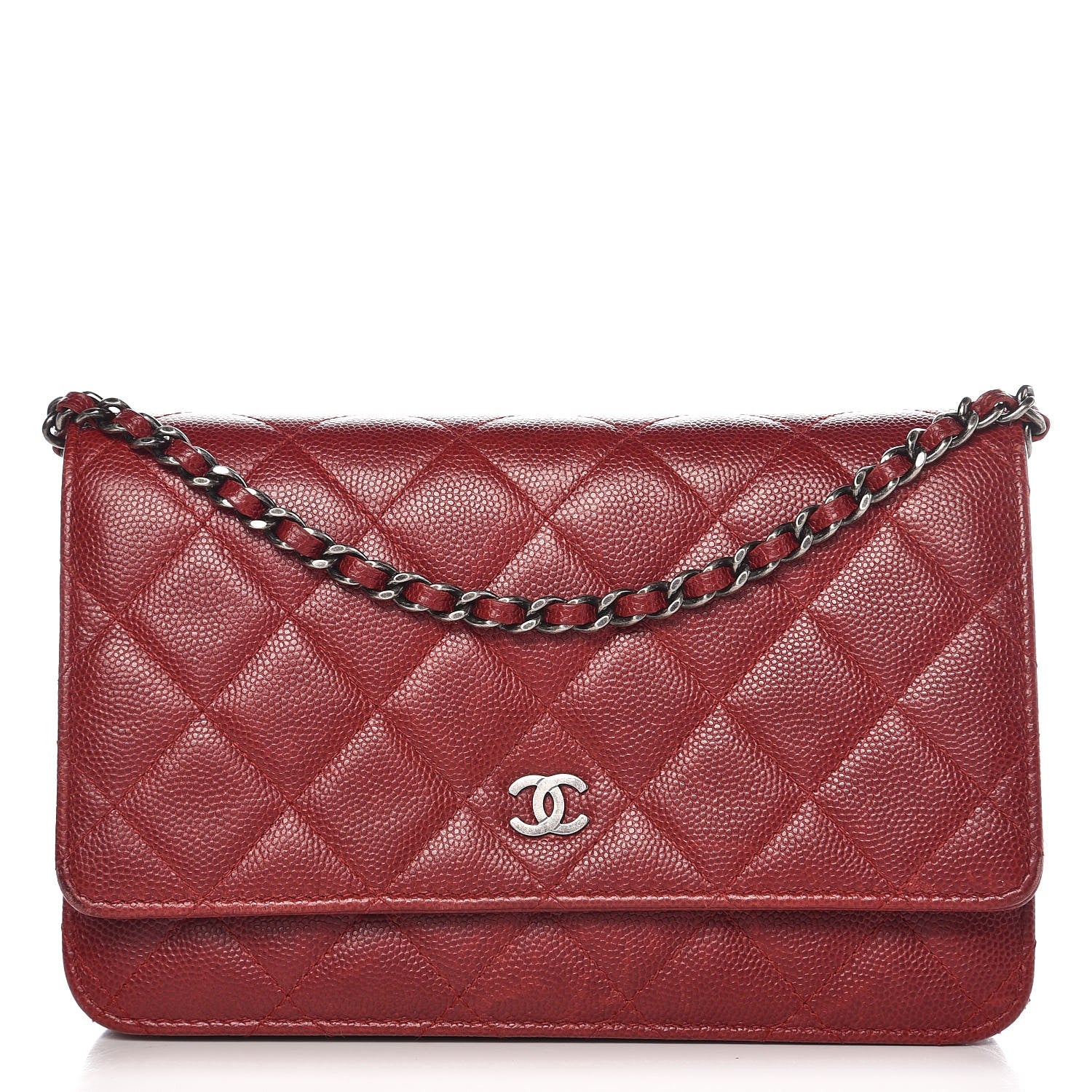 Chanel Caviar Quilted Wallet on Chain WOC Red 1 of 18